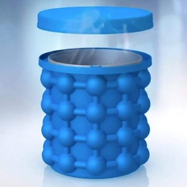 Máquina para hacer hielo Vhermosa cubeta de silicona con tapa enfriador azul para whisky cócteles