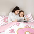 thumbnail image 4 of Manfei Cartoon Letter C Full Size Comforter Sets,Cute Coquette Bowtie Bedding Comforter Set,Pink,Pink Reversible,3pcs,1 Comforter and 2 Pillowcases, 4 of 7