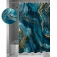 thumbnail image 3 of Small Stall Shower Curtain 36x72 Inch Narrow Half Size Teal Ombre Bath Curtains Bathroom Decor Marble Abstract Ink Painting Modern Waterproof Fabric Shower Curtain Set with Hooks 36 Inch, 3 of 6
