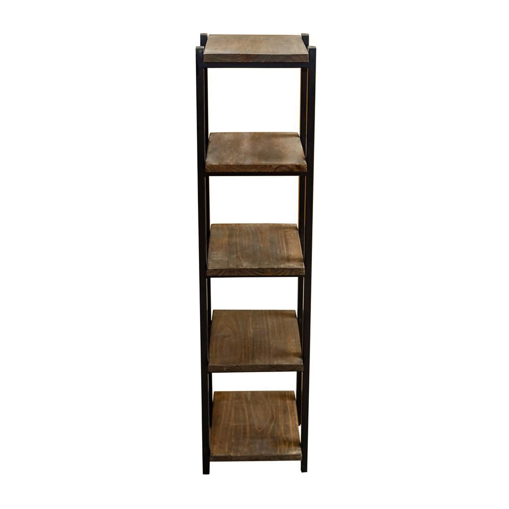Pomona 48"H Metal and Solid Wood Bath Floor Storage Shelf