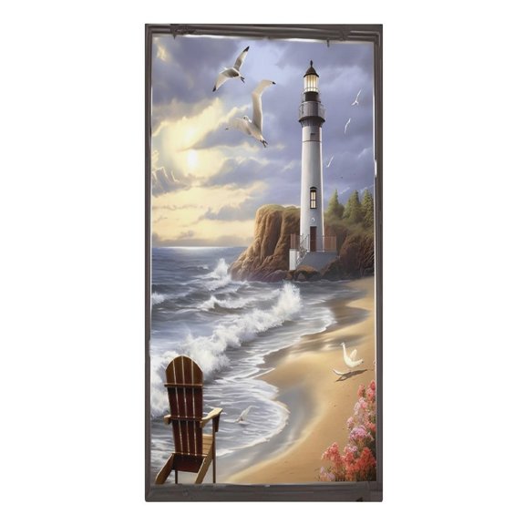 RKSupls Lighthouse Bird Beach Window Microfiber Beach Towel Absorbent Compact Towels for Swimming Pool Beach Travel Things for Vacation Essentials Adult Gift,61.4×30.3Inch