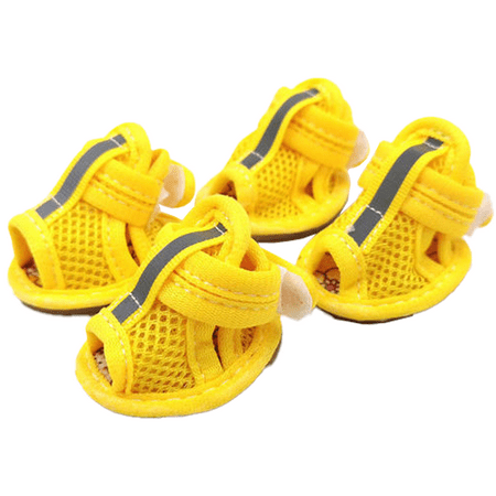 

ASetofMeshDogSandalsforSummer PetSandalsforSmallDogs Blue Blue Yellow RedDoggieShoes PawProtectorsforDogs