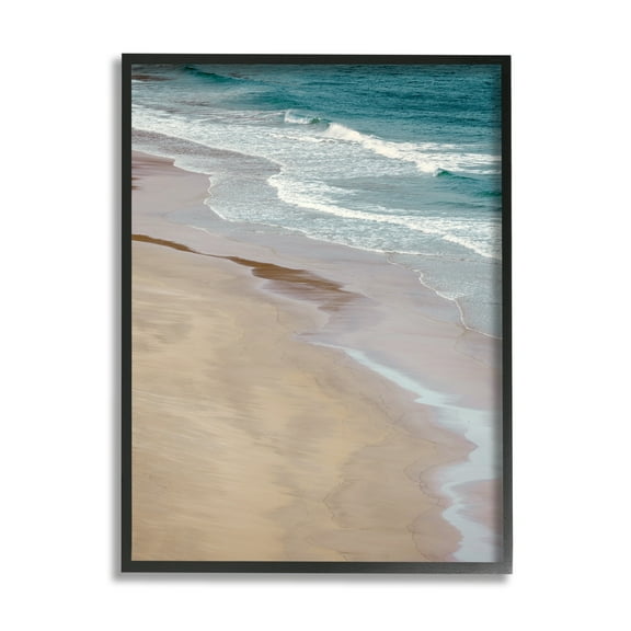 Stupell Industries Aerial View Ocean Water Foamy Coast Beach Photograph Black Framed Art Print Wall Art, Design by Danita Delimont