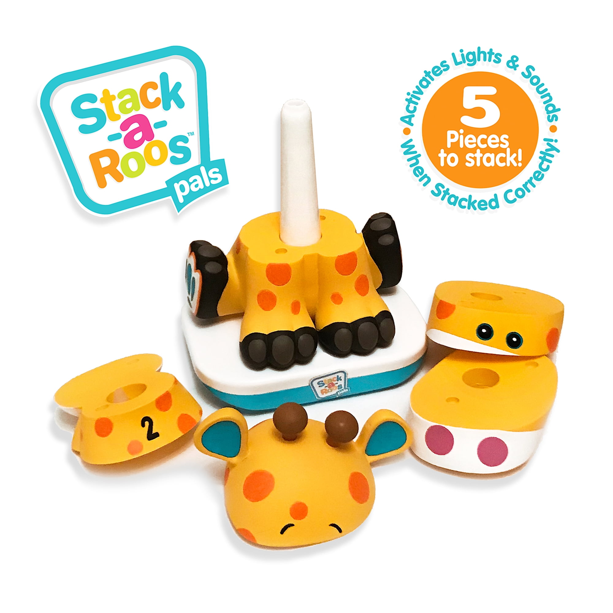 Stack-a-Roos Pals: Baby Zebra - Lights & Sounds, Kids Ages 12+ Months, 5 Piece Stacking Animal Tower, Counting & Stacking, Toy