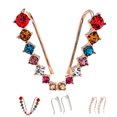 thumbnail image 3 of Colorful 7 Rhinestones Long Earring rhinestone eardrop 7 Stud Alloy Bride Drop Pendant Eardrop Jewelry Accessories Wedding, 3 of 8