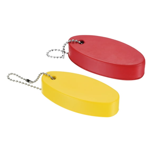 Uxcell Floating Keychain Oval Key Chain Buoyant Keyrings for Boating, Red Yellow 2 Pack