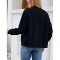 thumbnail image 5 of Women's Zip Up Cardigan Sweater Cable Outerwear Long Sleeve Casual Jacket Collar Outfits Trendy Sweatshirt Coat, Navy Blue, M, 5 of 9