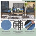 thumbnail image 5 of 4-Piece Patio Furniture Set, Weather-Resistant Rattan Patio Conversation Set with Two-Tier Coffee Table, Upholstered Openwork Wicker Furniture for Porch, Garden, Lawn, Blue, 5 of 17