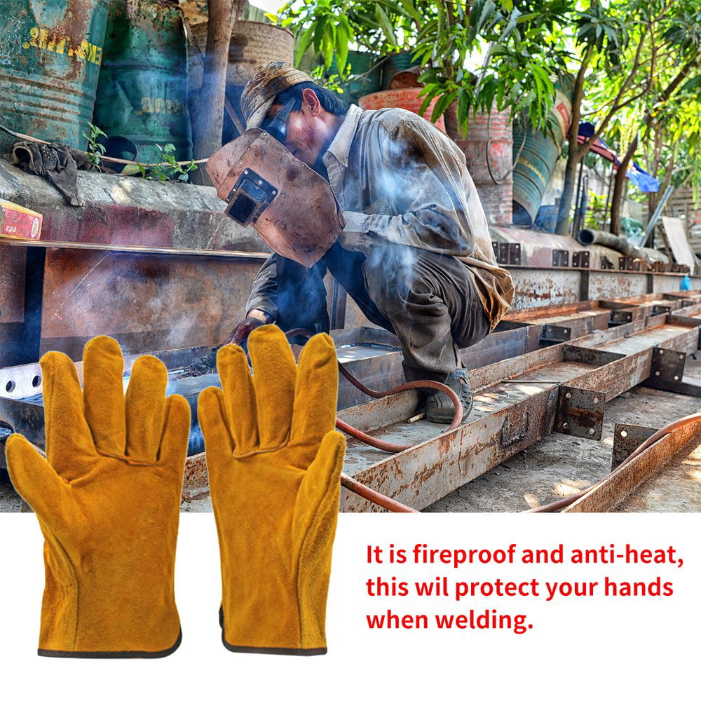 Fireproof Durable Cow Leather Welder Gloves Comfortable Anti-Heat Gloves 