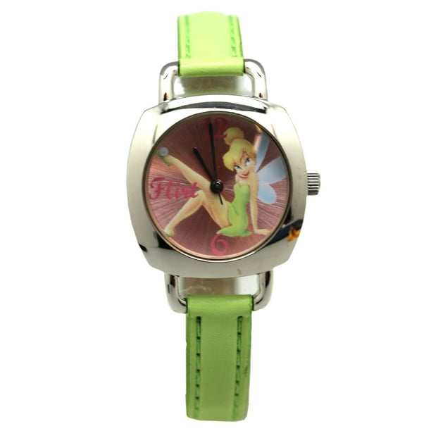 Watch Tinker Bell Light Green Band w/Pink Dial Face Kids Watch (20mm