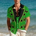 thumbnail image 4 of Handshe Unisex Short Sleeve Button-Down Shirt with St. Patrick's Day Print for Holiday Celebration and Casual Wear, 4 of 9