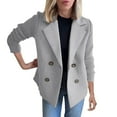 thumbnail image 3 of Clearance! Ogiraw Blazers For Women Business Casual Women's Lapel Button Knitted Patchwork Sleeve Casual Coat Cropped Double Breasted Suit Sweater For Women Women'S Blazers & Suit Jackets Grey, 3 of 7
