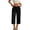 Black -BM13, variant on Capri Cotton Linen Wide Leg Pants for Women Plus Size with Pockets High Waisted Elastic Drawstring Summer Casual Cropped Trousers Khaki 3XL
