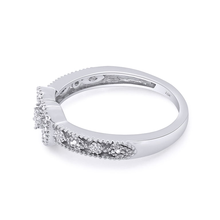 10k Solid Gold Men's Diamond Wedding Band - 1/20 CT Natural Diamond Accent Ring, I-J Color, I2-I3 Clarity