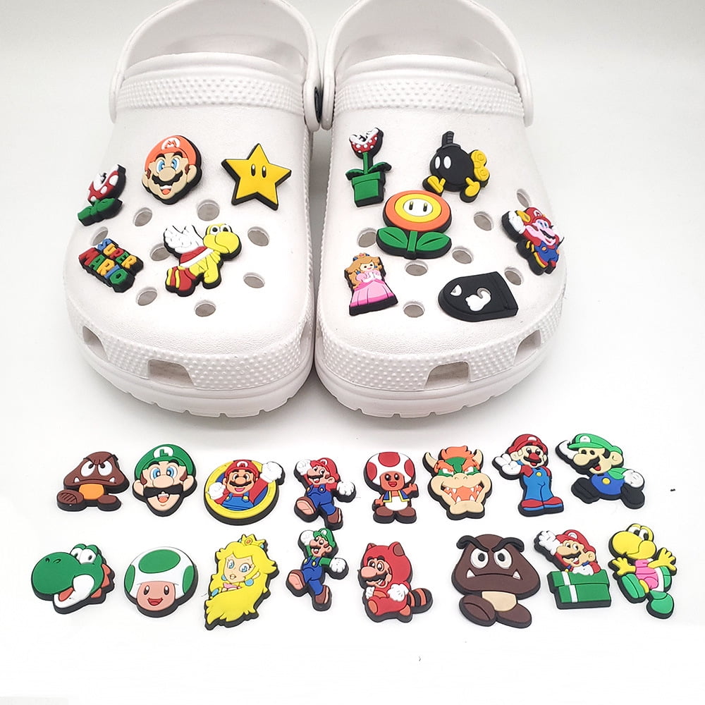 YIXIGGC 25Pcs Cartoon Super Mario Shoe Charms for Clog Sandals