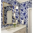 thumbnail image 4 of S4Sassy Floral Vine Wallpaper - Blue Wall Covering, 25" x 240" Self-Adhesive Vinyl Wall Paper, Decorative Walls Wrap, Easy DIY Walls Covering For Bedroom, Living Room, Living Space, 4 of 9