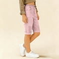 thumbnail image 4 of Cethrio Cotton Linen Shorts for Girl, School Knee Length Casual Elastic Waist Summer Shorts Pink Size 14-16, 4 of 7