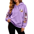 thumbnail image 2 of Hoodies for Women Goth Halloween Ghost Pumpkin Floral Graphic Pullover Hooded Sweatshirt Streetwear Holiday Top Fall Winter Oversized Sweatshirts with Kangaroo Pocket Light Purple M, 2 of 4