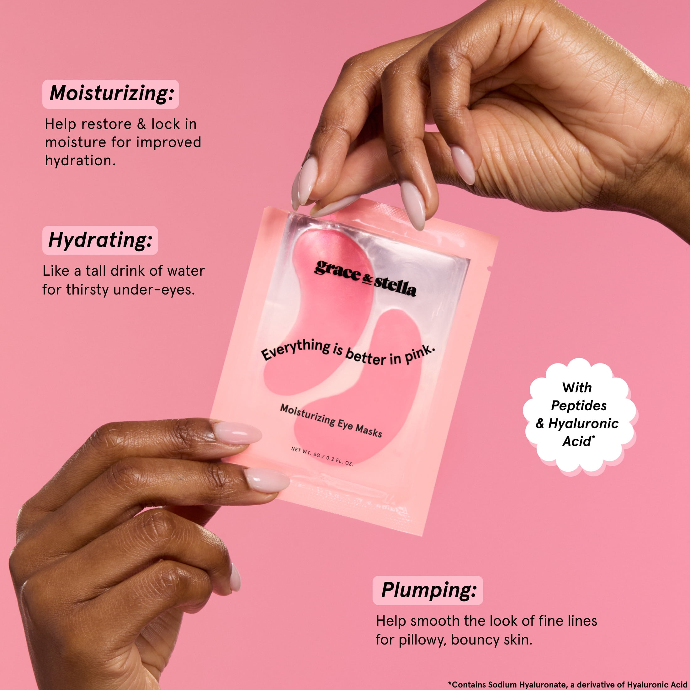 Grace & Stella Moisturizing Eye Masks - Pink 6 pairs