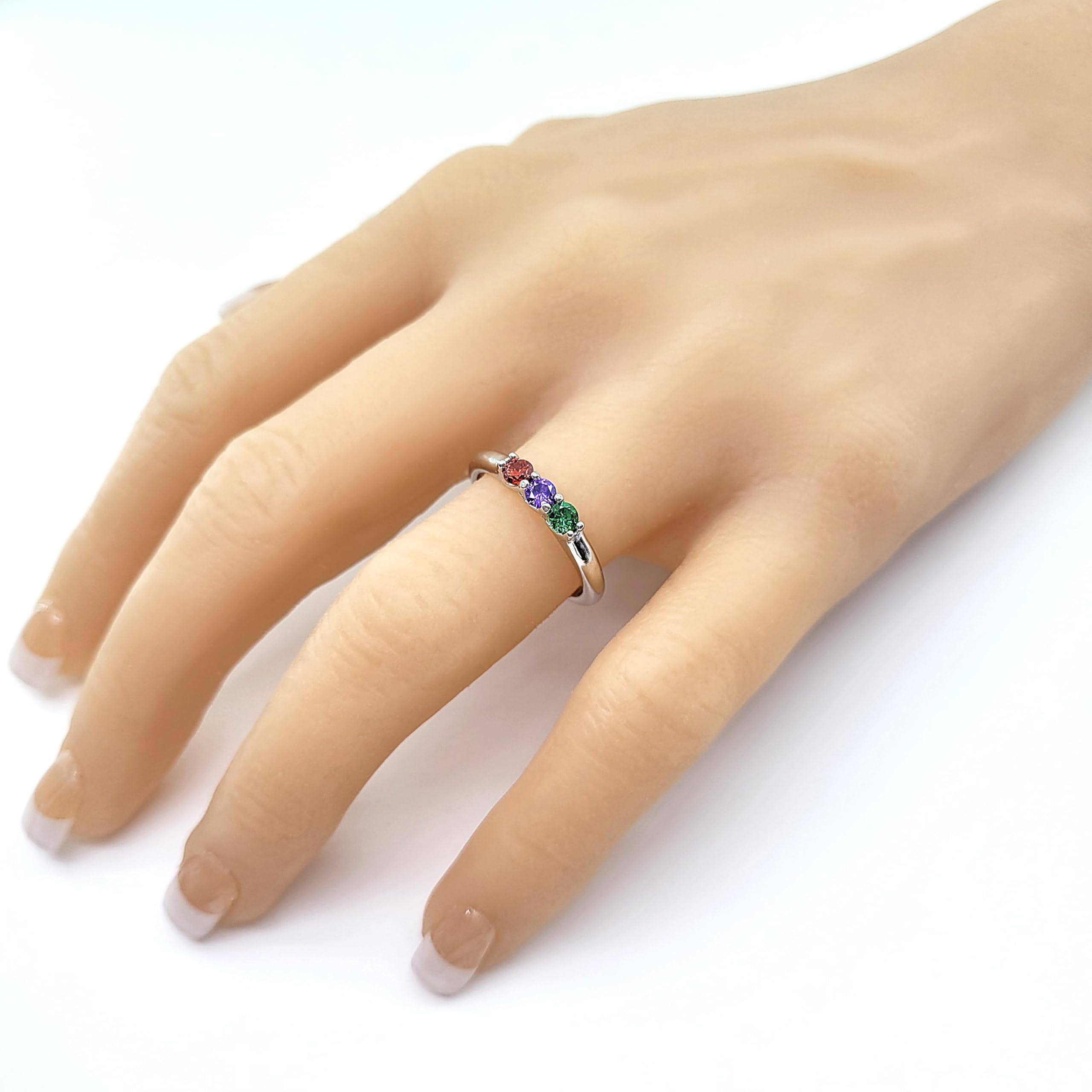 Nana Lucita Mothers 1-6 Simulated 10k Rose Gold Birthstone Rings for Women - Size 4, Stone 5
