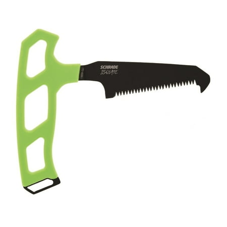 Schrade Isolate Compact Bone Saw 3 SK5 Steel Blade Rubber Overmold Handle Green