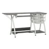 Offex 56.75"W Pro Stitch Sewing Machine Table with Wire Mesh Drawers, White/Cement Gray