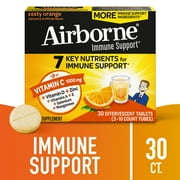 Airborne 1000mg Vitamin C Immune Support Effervescent Tablets, Zesty Orange, 30 Count