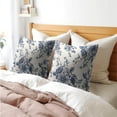 thumbnail image 7 of Vintage Floral Pillow Covers 18x18 Inch Set of 2 Navy Blue and Cream Floral Throw Pillow Covers Chinoiserie Flower Pillowcases Farmhouse Cushion Covers for Couch Bed Sofa Chair Home Decor, 7 of 7