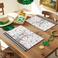 thumbnail image 3 of Flowers Bunny Easter Placemats Set of 12, Eggs Floral Leaves Table Mats Washable Heat-Insulation Non-Slip Place Mats for Kitchen Dinner Table Indoor Outdoor Decor,13x19 Inch White Black Plaid, 3 of 9