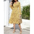 thumbnail image 2 of Women's Spring Dress, Long Sleeve Mini Tunic Casual V Neck Wedding Guest Dresses, 2 of 9