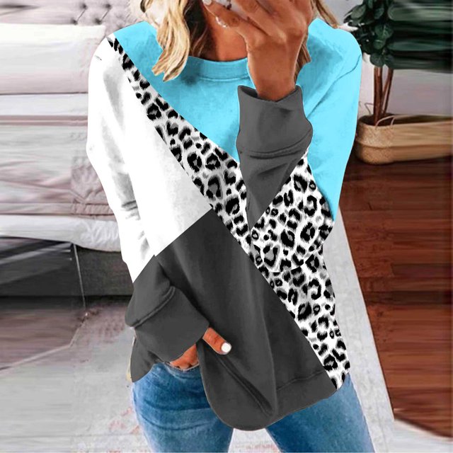 2023 Chandail en Molleton Mode pour Femmes 50 % de Réduction Liquidation Col Rond Mode Décontractée Manches Longues Imprimé Chandail en Molleton Haut Blouse