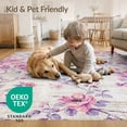 thumbnail image 4 of ODIKA 5'x7' Washable Area Rug Vintage Distressed Boho Faded Motif Ornate Scrolling Border Botanical for Small Living Room, Bedroom, Easy Care, Non-Shedding, Pet Friendly, 4 of 7