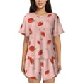 thumbnail image 1 of Fotbe Strawberry Conjunto de Pijama Estampado para Mujer, 2 Piezas, Ropa de Dormir con Camiseta de Manga Corta y Shorts Suaves-Large, 1 of 6