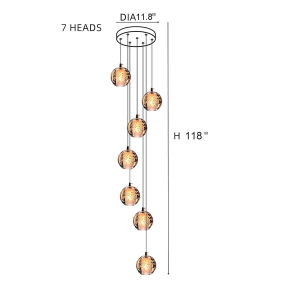 SAVINGGET Celestial Cascade Crystal Chandelier Stairwell Pandant Lighting LED Raindrop Ceiling Light Living Room Hotel Hallway Foyer Entryway (7-Light)
