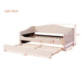 thumbnail image 5 of Twin Size Teddy Fleece Upholstered Daybed with Trundle Bed and LED Lights, Daybed Frame With Wooden Slats Support For Living Room, Bedroom, Apartment, Space Saving, No Box Spring Needed, Beige, 5 of 9
