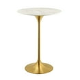 thumbnail image 5 of 28" Artificial Marble Bar Table with Aluminum Metal Base, Gold White, 5 of 7