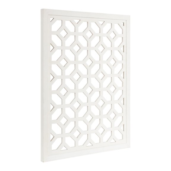 Kate and Laurel Latonia Coastal Wall Art Plaque, 24 x 32, White, Repeating Pattern Wooden Art Plaque with Light Distressing
