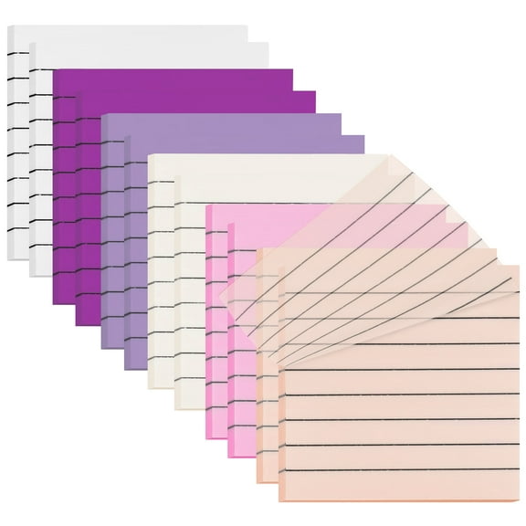 12 Pads 600 Sheets Transparent Lined Sticky Notes 3x3 inch, Clear Self-Adhesive Memo, Repositionable Note Pads for Office Supplies (Purple)