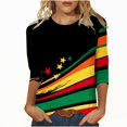 thumbnail image 2 of Fridja Chemises en Solde pour Femmes Manches 3/4 Col Rond Hauts Femmes Printemps Été Décontracté Ample Rayé Imprimé Blouses de Plage Vacances (Multicolore,m), 2 of 5