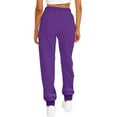 thumbnail image 3 of BRDFRL Women's Sweatpants Petite Length Pockets Pants Casual Workout Athletic Joggers Drawstring Waist Sweat Pants Purple 3XL, 3 of 5