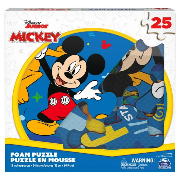 Mickey Mouse, 25-Piece Jigsaw Foam Squishy Puzzle Disney Junior Clubhouse Pluto Fun Starts Here, for Kids Ages 4 and up