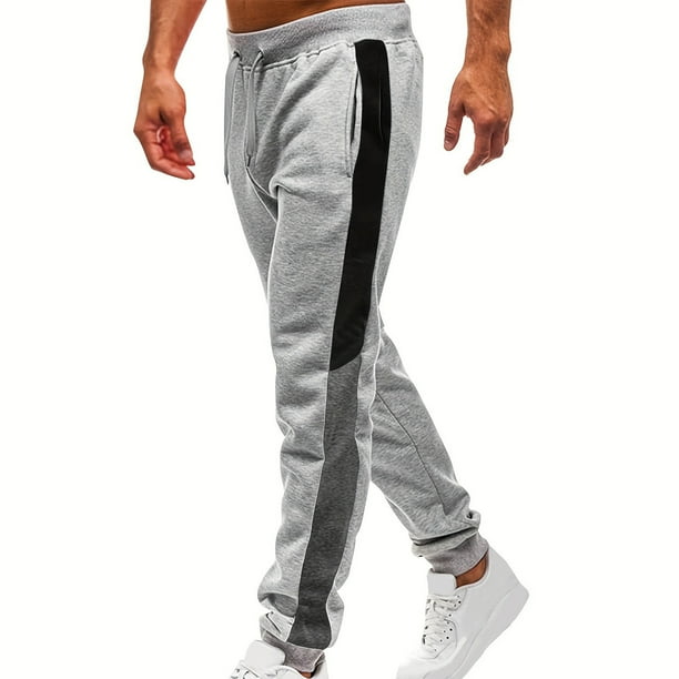 Pantalones largos de moda para hombre con cordón, cintura elástica, color sólido, pantalones casuales largos de chándal, pantalones para hombre