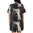 thumbnail image 3 of Naloa Dog Wrapped in Towel 1 Women's Short-Sleeved Pajama Set, Loungewear, Summer pajamas, Breathable Cozy - Medium, 3 of 9