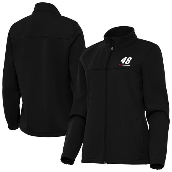 Women's Antigua Black Alex Bowman Links 2 Full-Zip Golf Jacket