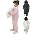thumbnail image 4 of Ruyang Kids Boys Girls Winter Warm Clothing Sets Long Sleeve Lapel Soft Pullover Tops Pants Sets Plain 2 Piece Outfits, 4 of 6