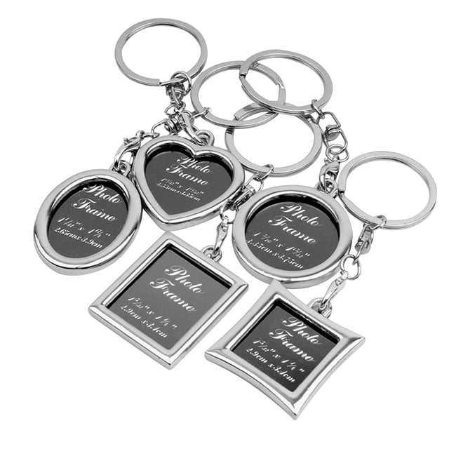 5pcs New Fashion Key Chain Personalized Photo Frame Couples Car Keychain Creative Key Gift(Silver, 5 Styles)