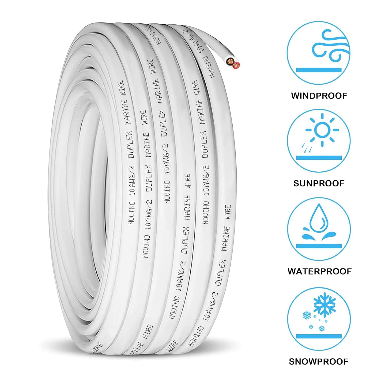 10 Gauge Marine Wire,10 AWG 30ft Duplex Marine Grade Wire Tinned Copper Oxygen-Free Insulated Red& Black Electrical Cable for Boat/Automotive/RV/Camper/Trailer