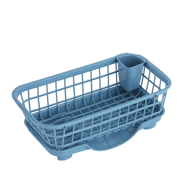 Escurridor de cocina multifuncional, soporte para platos y vajilla (azul)
