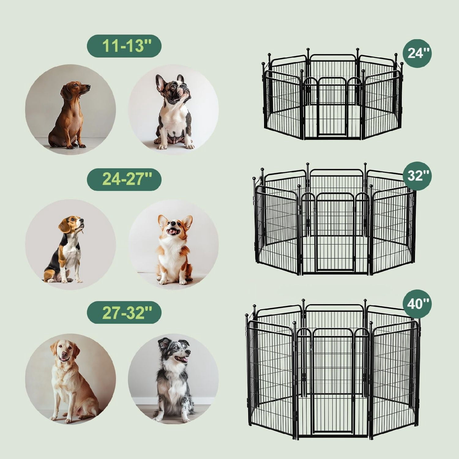 Panels Dog Pen Outdoor/Indoor Dog Fence Exercise Pen for Small/Medium Dogs, Foldable Pet Play Yard Gate with Gravity Automatic Lock, Pet Playpen, Black