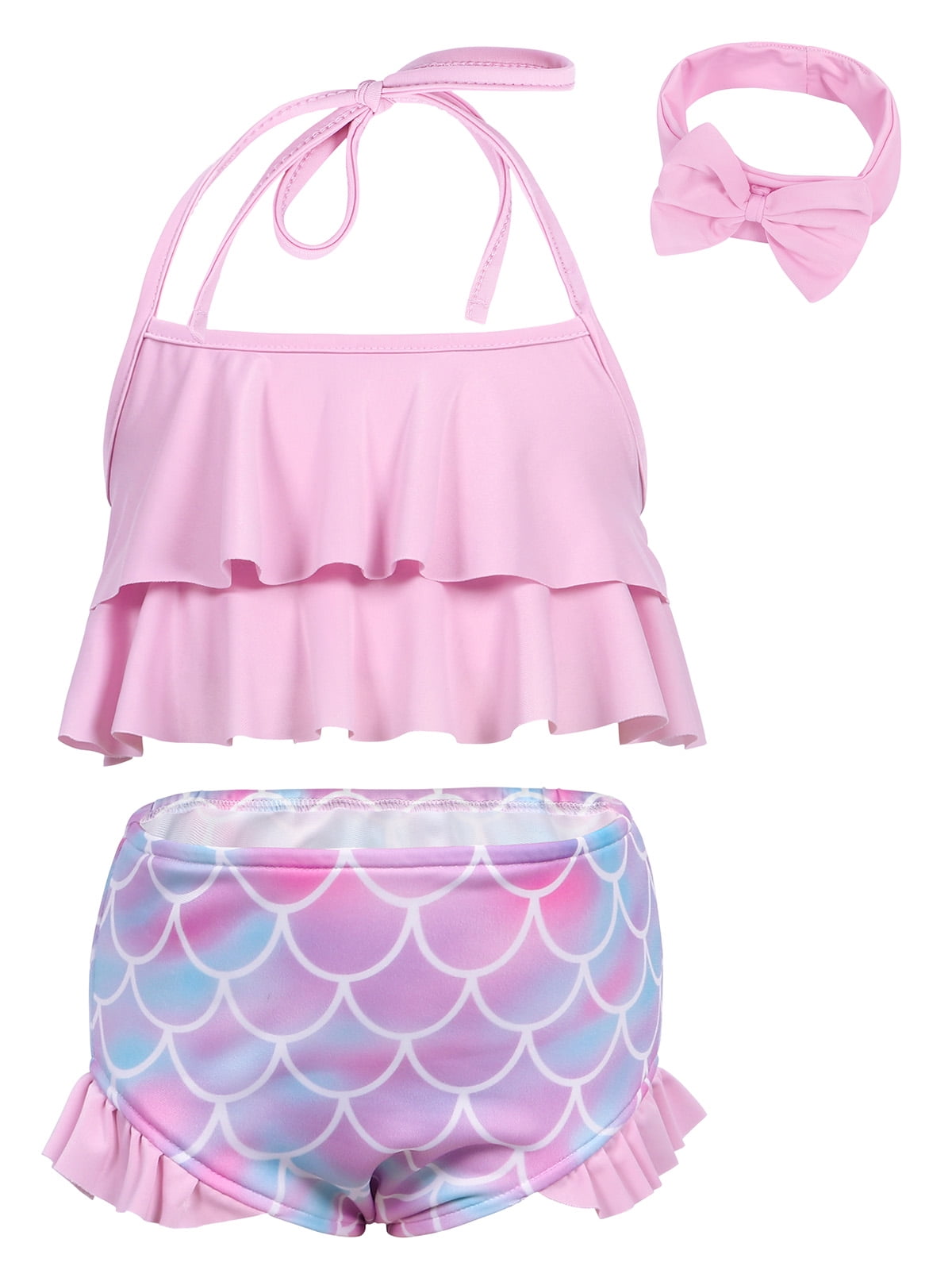 Jurebecia Toddler Baby Girl Swimsuit Bikini Set Halter Ruffles Tops